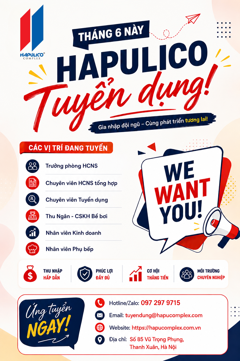 HAPULICO THÔNG BÁO TUYỂN DỤNG THÁNG 6: CƠ HỘI VÀNG ĐỂ BỨT PHÁ SỰ NGHIỆP